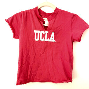 TruliJuli Pink White dedazzled UCLA Short Sleeve V-Neck T-Shirt S